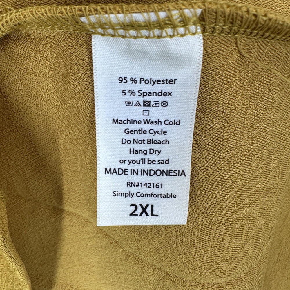 NEW LuLaRoe Carly Dress Mustard Yellow Textured Pocket Tunic Top 2XL FLAWS - Picture 7 of 10